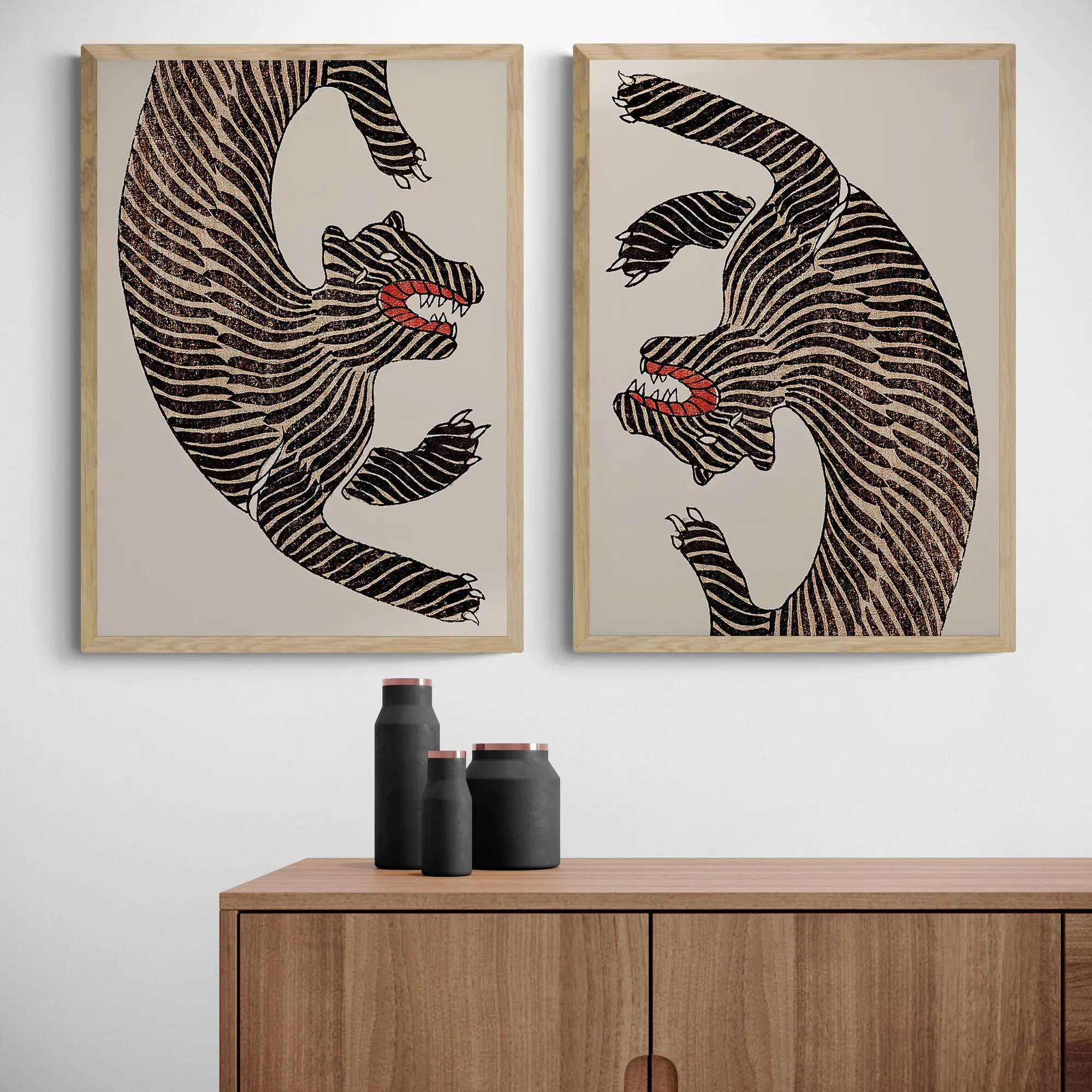 2x Japanese Tiger Art Prints - Image 4