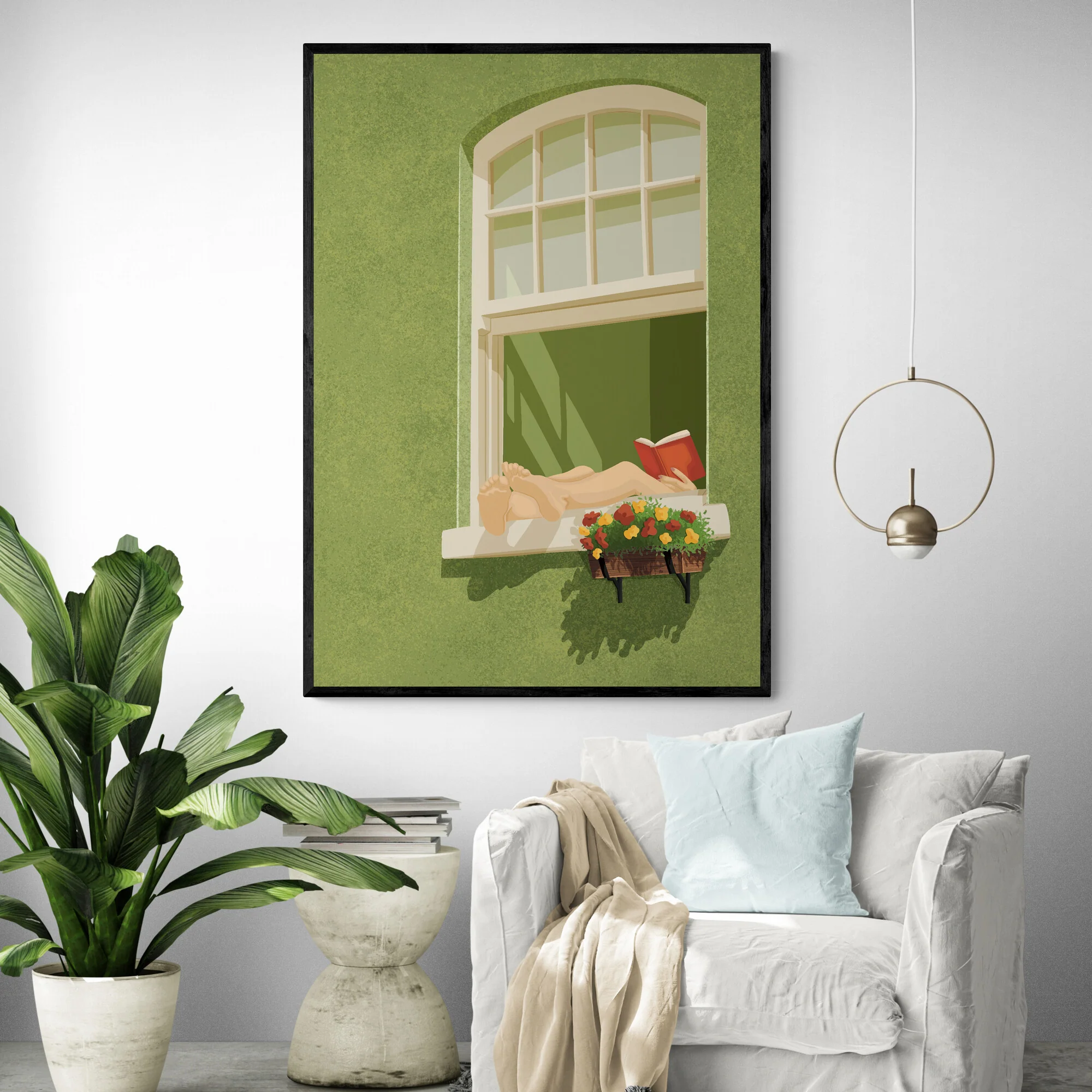 Afternoon Reading Woman Art Print - Image 3