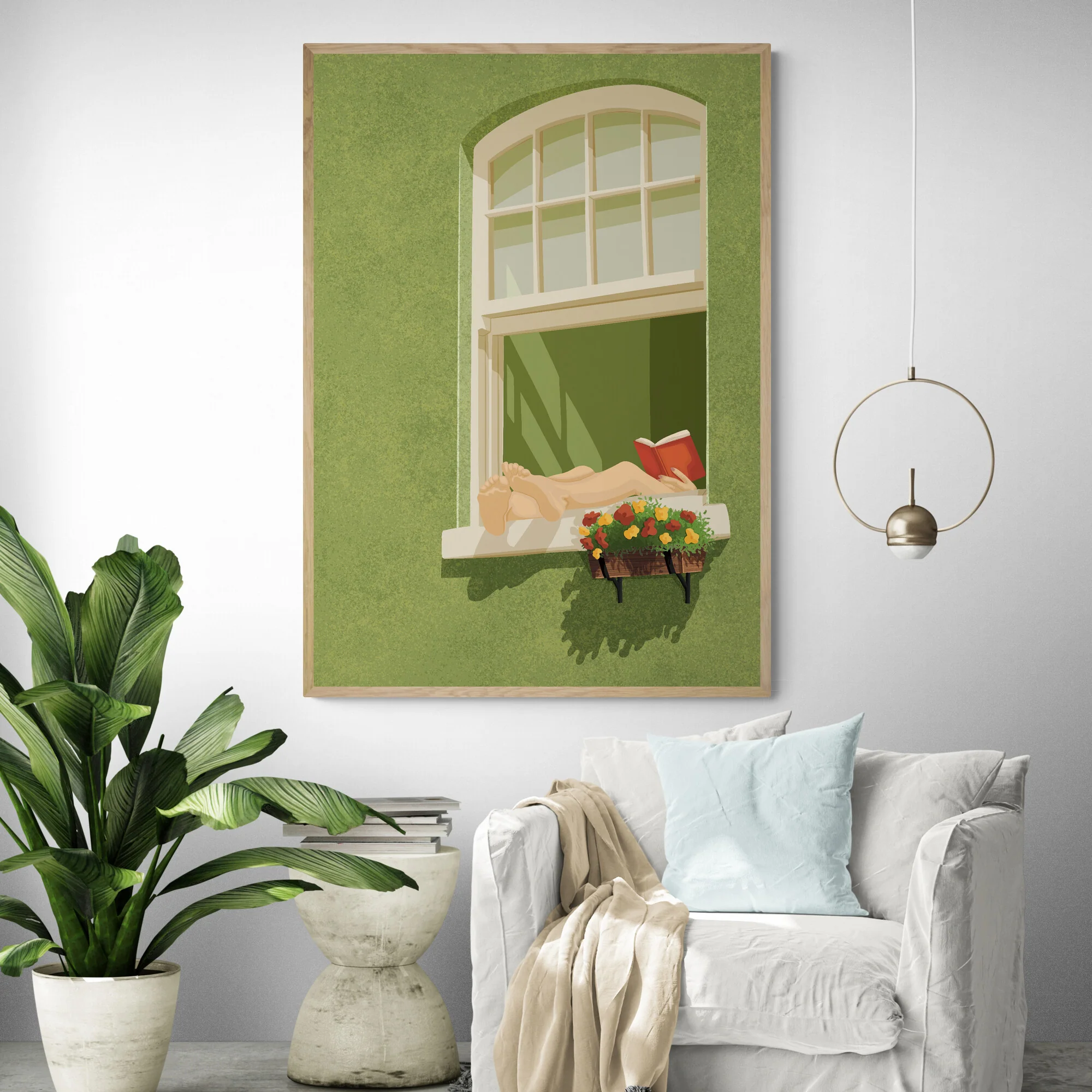 Afternoon Reading Woman Art Print - Image 4
