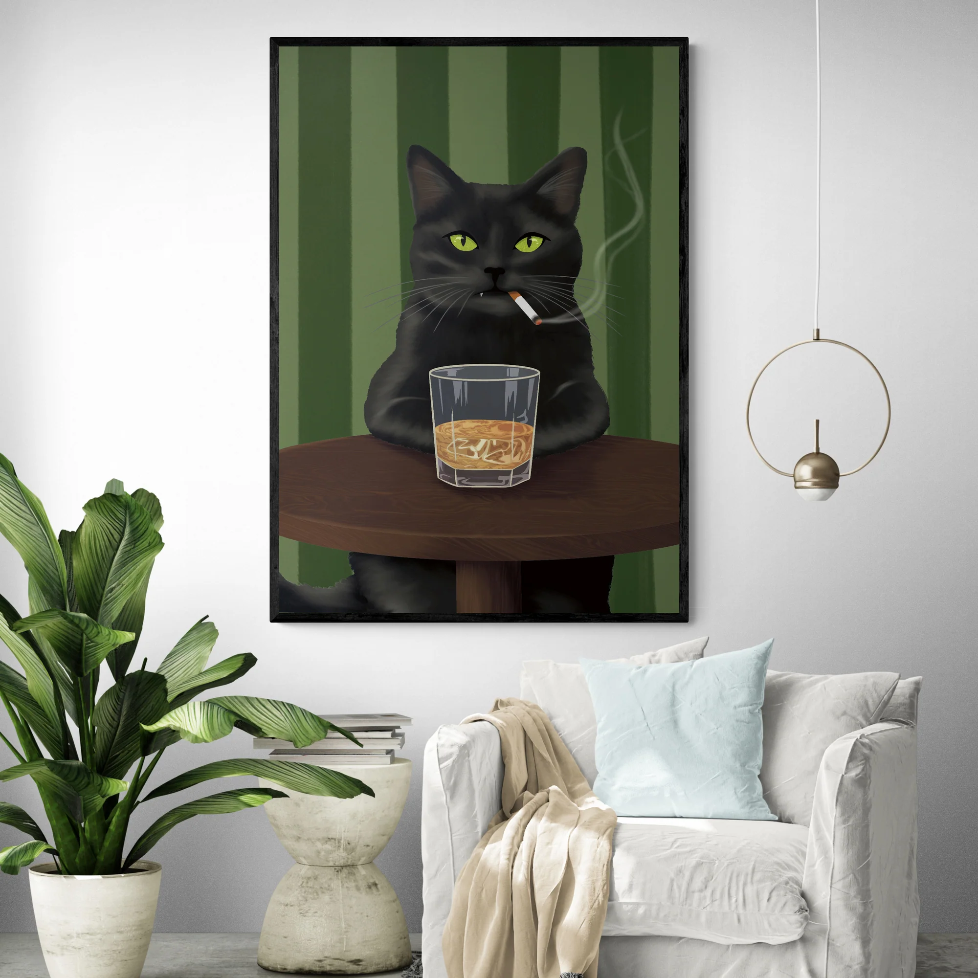 Smoking Cat Art Print - Image 2
