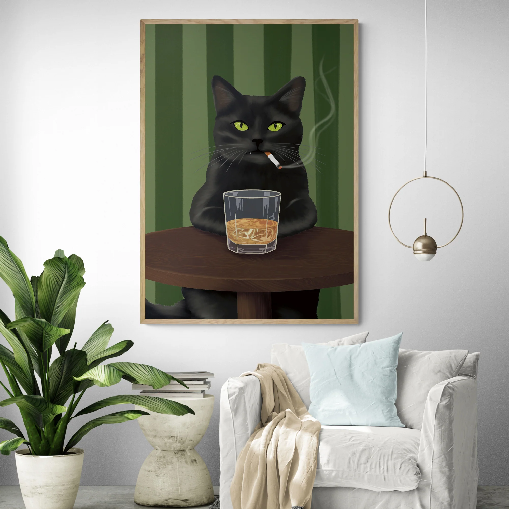 Smoking Cat Art Print - Image 3
