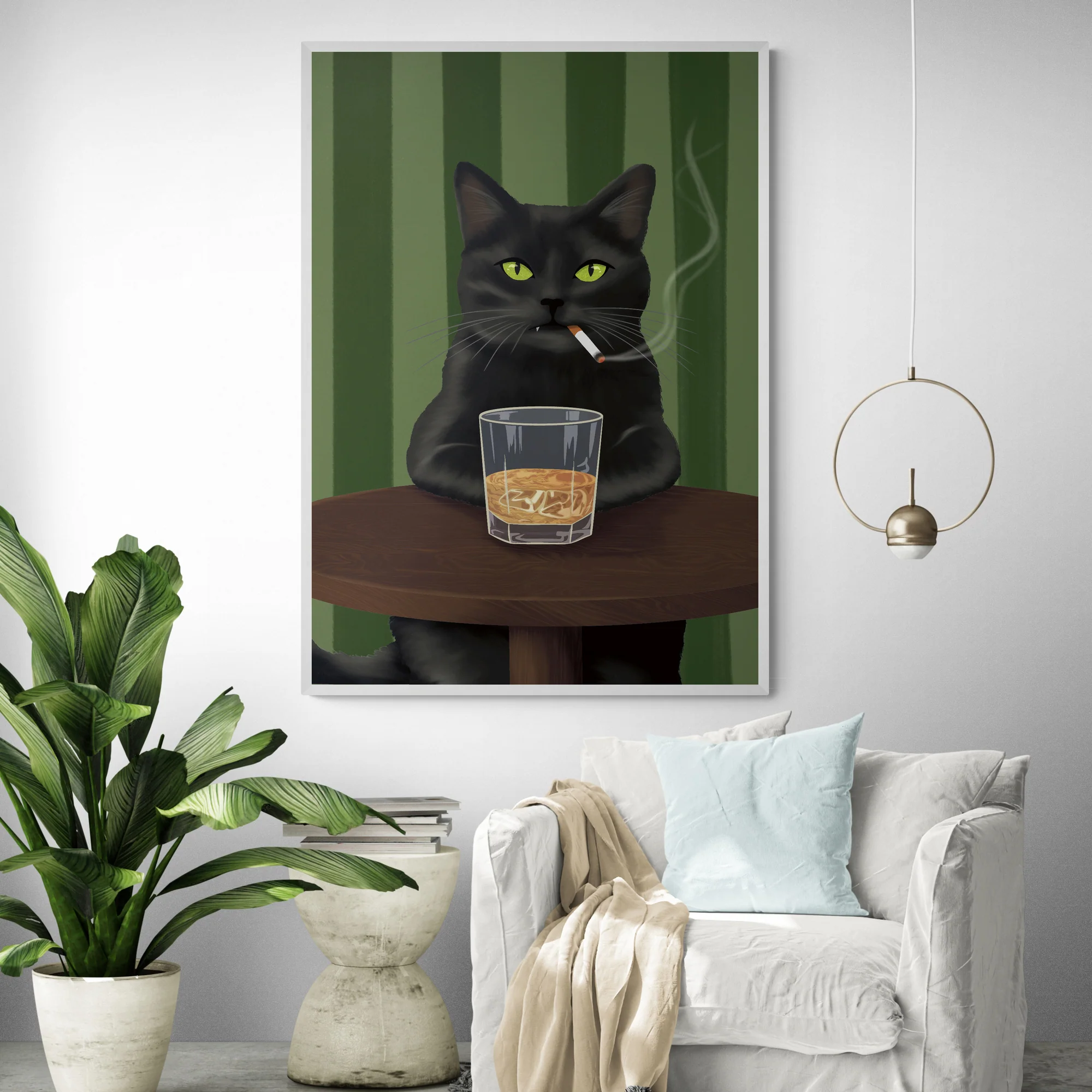 Smoking Cat Art Print - Image 4