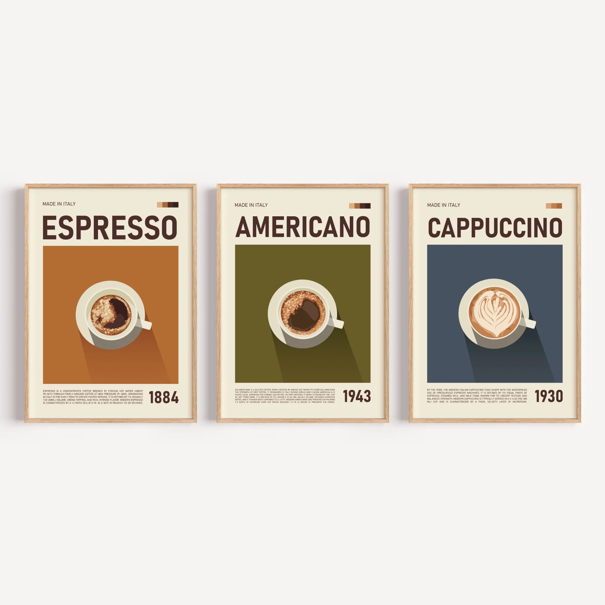 Italian Coffee Collection Set of 3 Art Prints