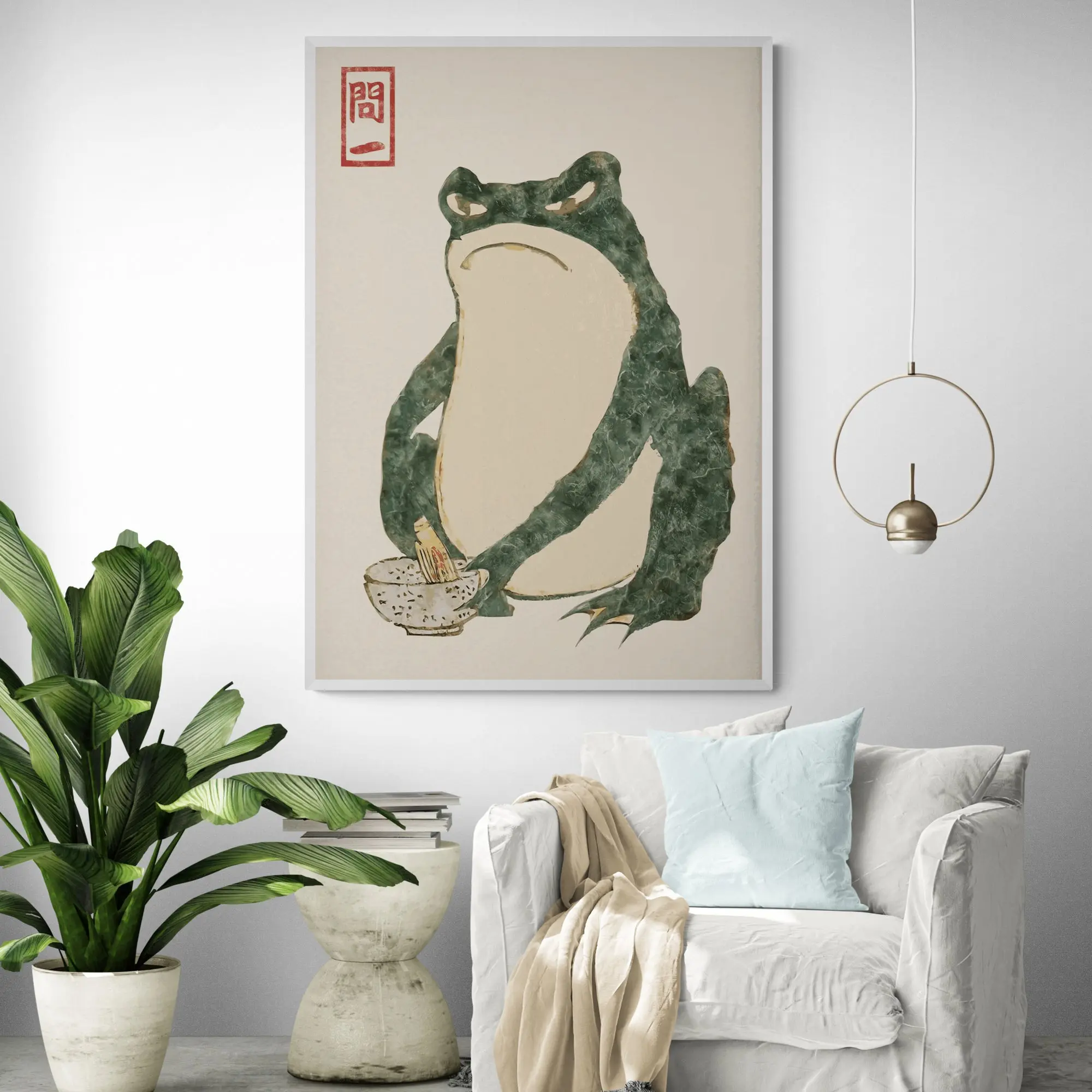Japanese Green Frog Art Print - Image 3