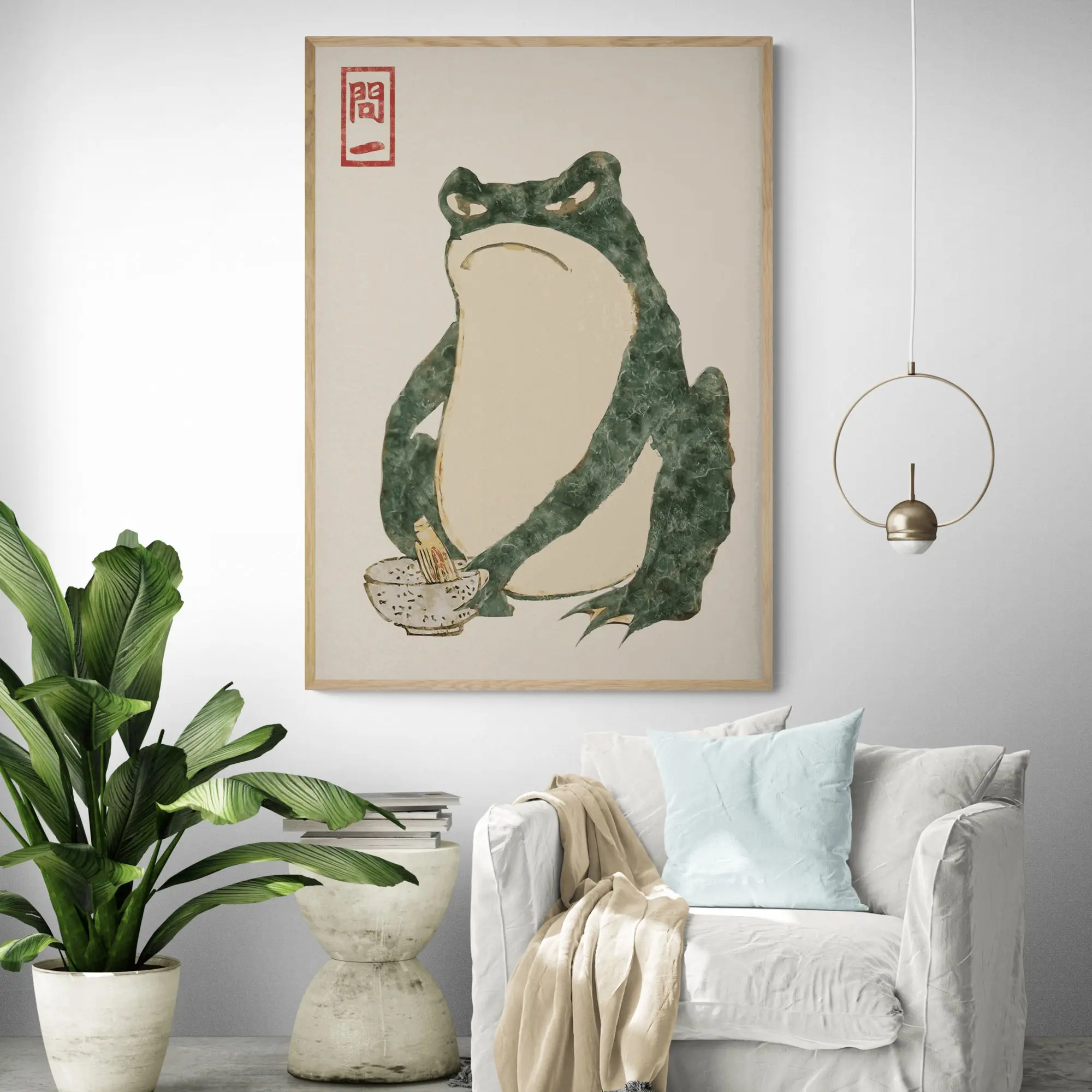 Japanese Green Frog Art Print - Image 4