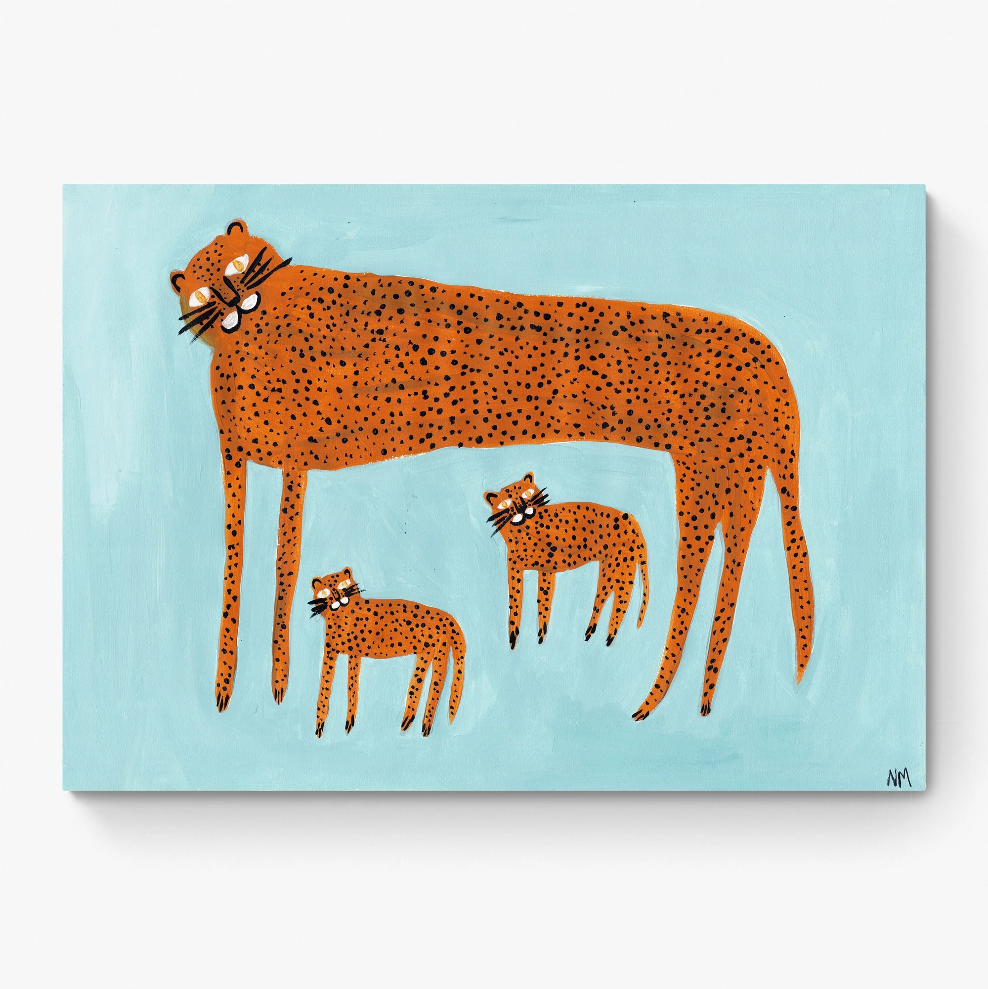 Leopard & Babies On Blue by Nancy McKie - Image 3