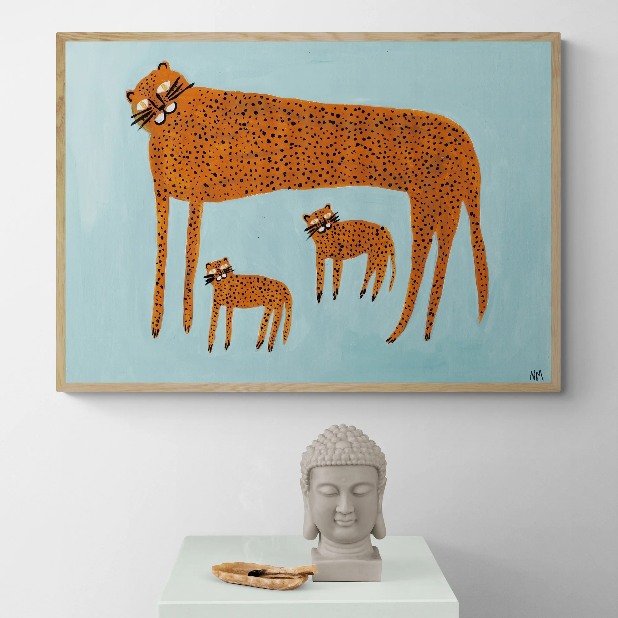 Leopard & Babies On Blue by Nancy McKie - Image 4