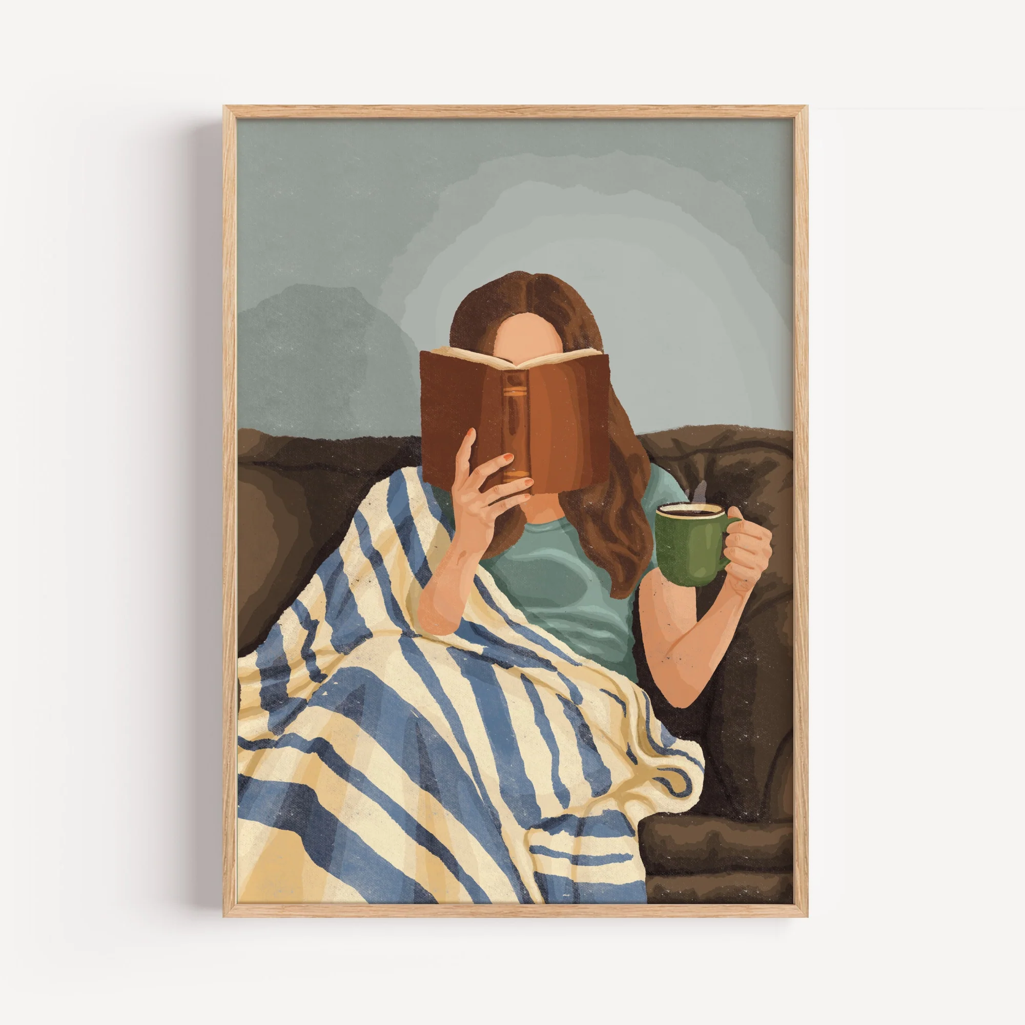 Reading Woman with Coffee Art Print