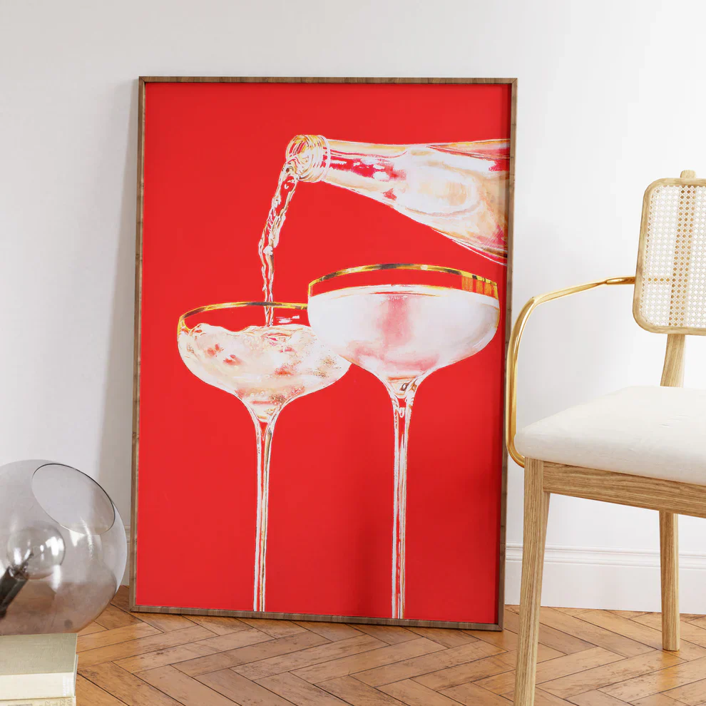 Red Retro Cocktail Glasses by Julia Ockert - Image 2