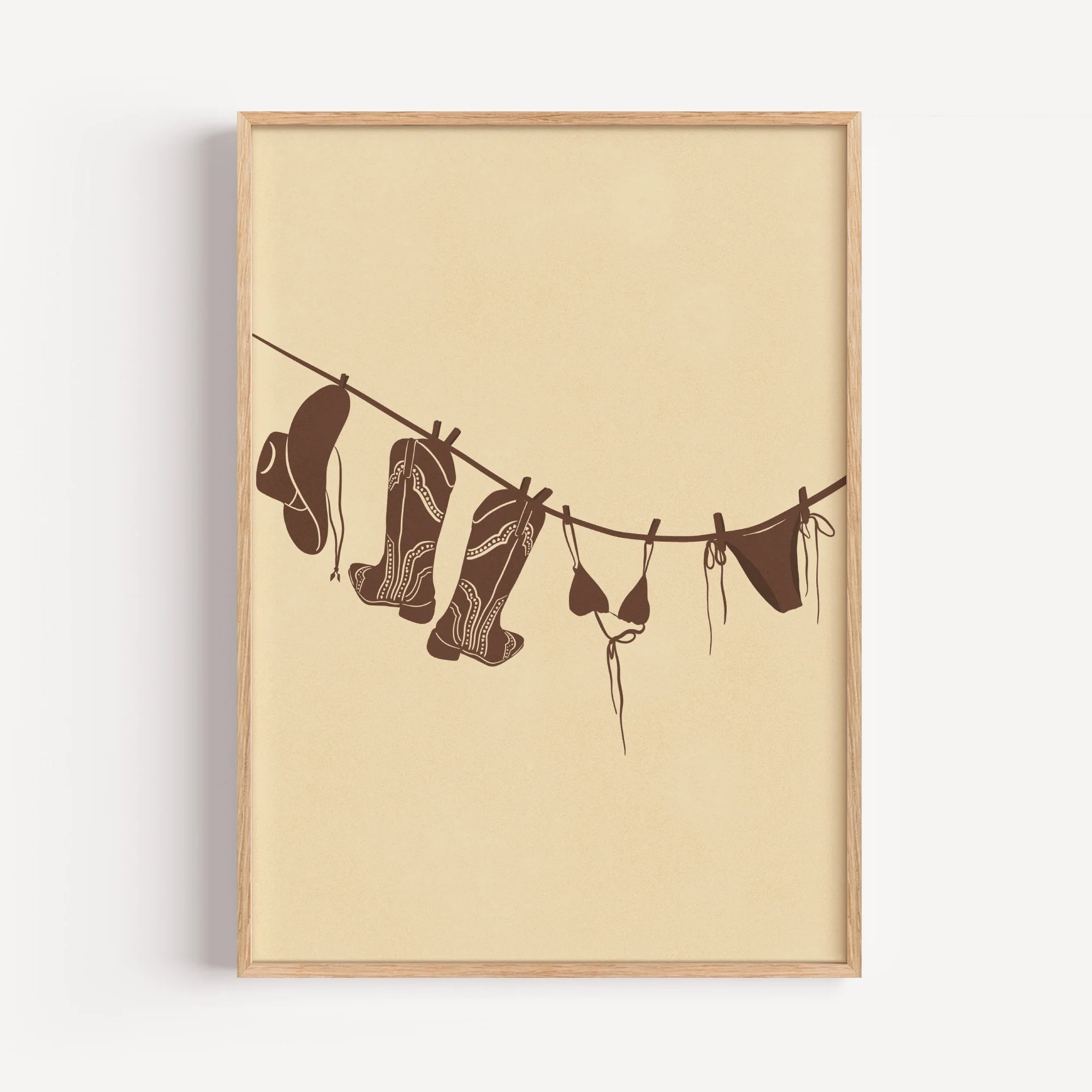 Texas Boots & Bikinis Art Print