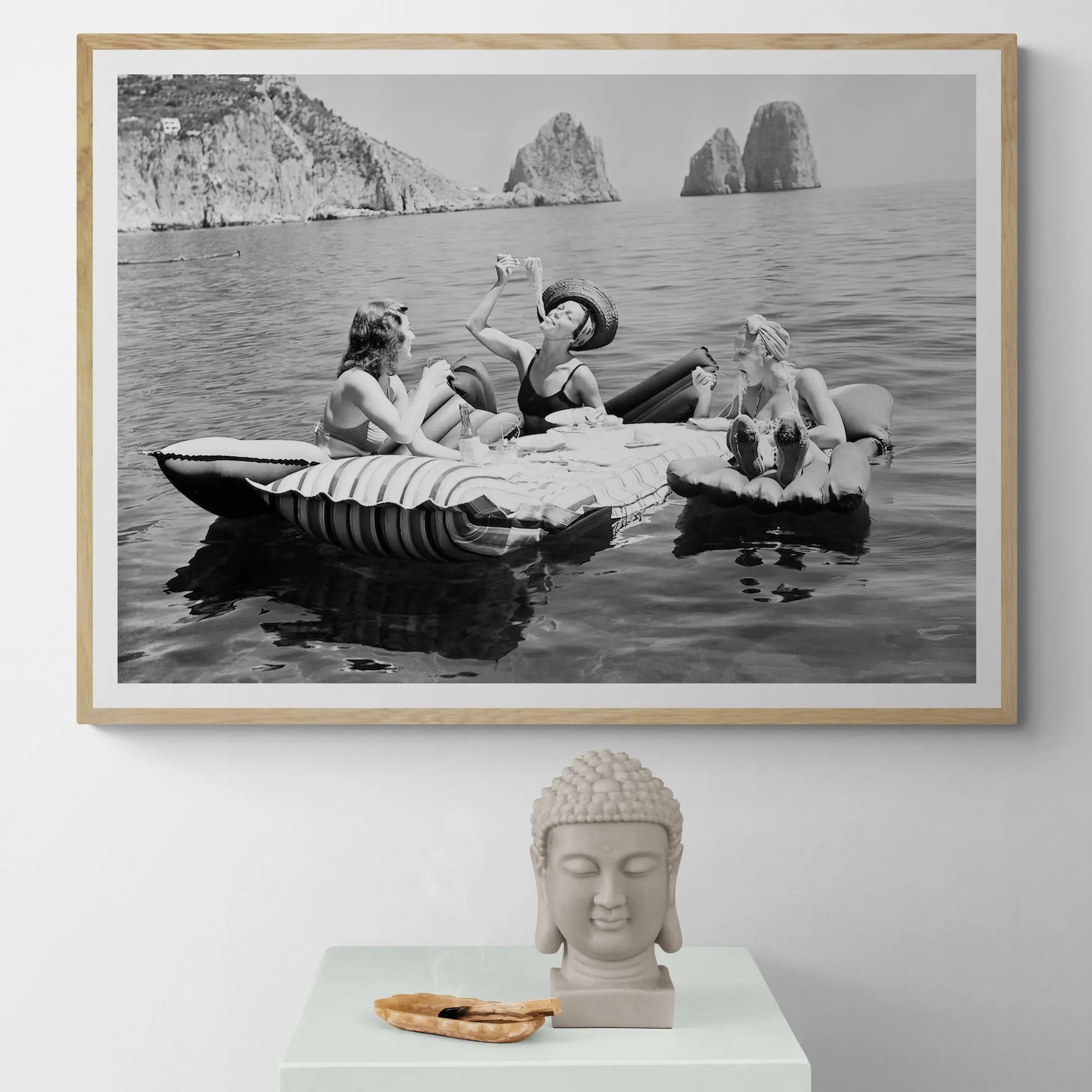 Three Ladies & Pasta 1939 Capri — Black & White - Image 3