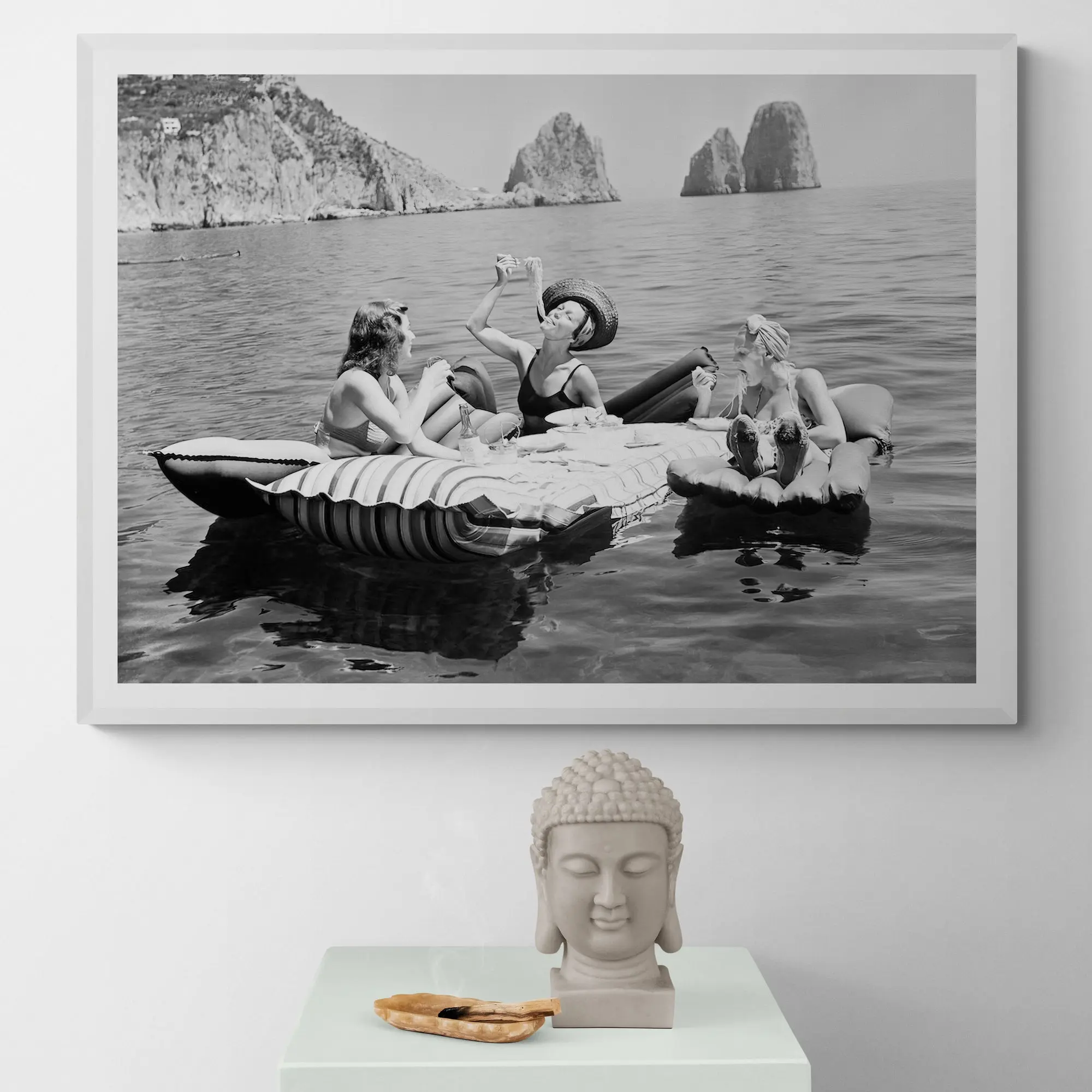 Three Ladies & Pasta 1939 Capri — Black & White - Image 4