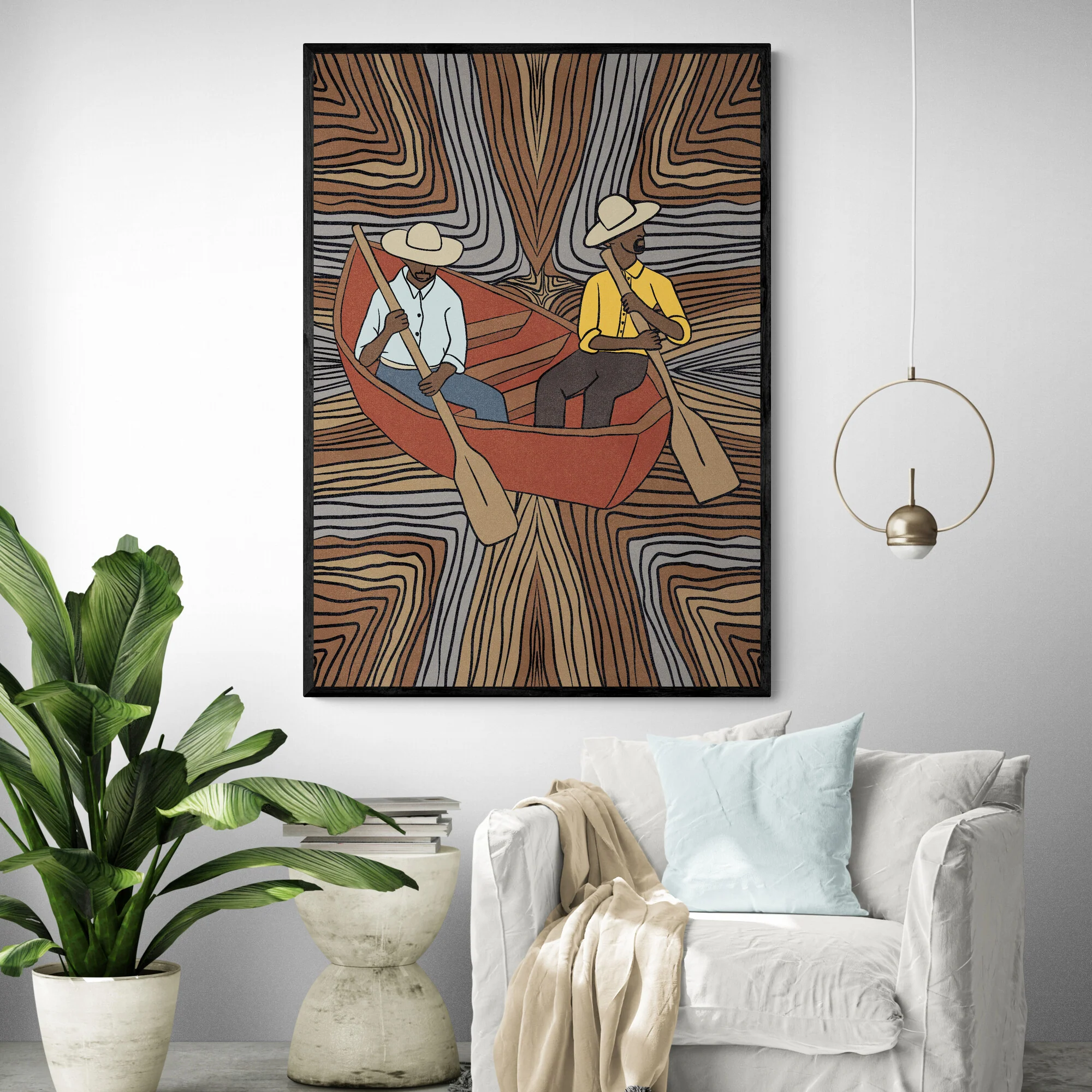 Two Men Canoe Art Print - Image 2