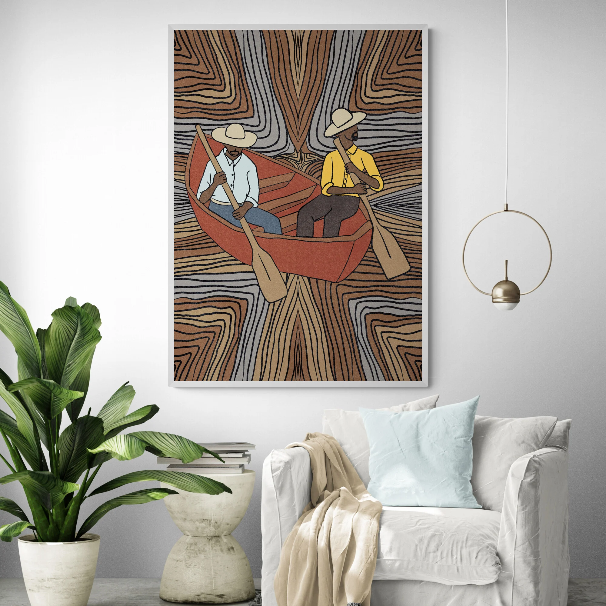 Two Men Canoe Art Print - Image 3