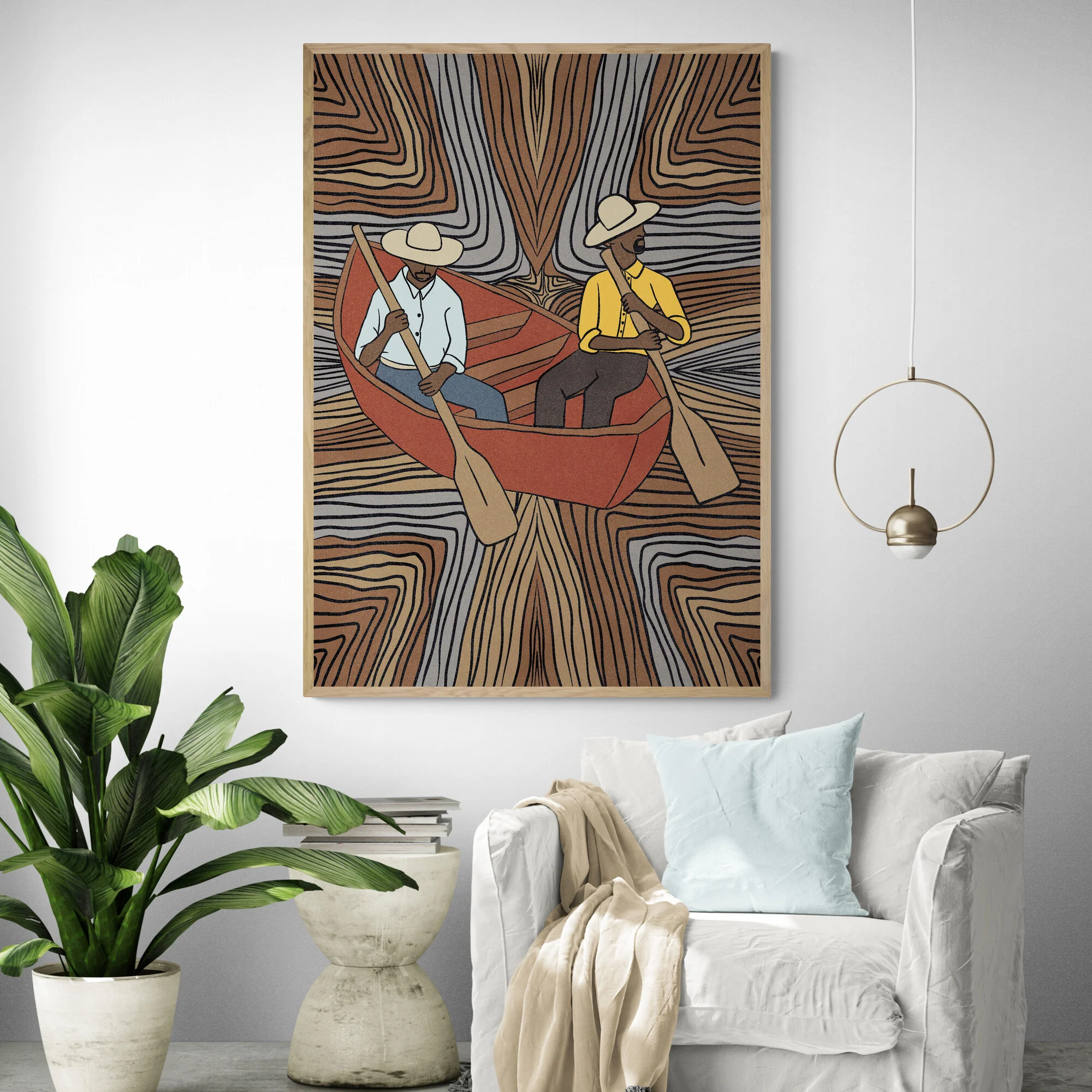 Two Men Canoe Art Print - Image 4