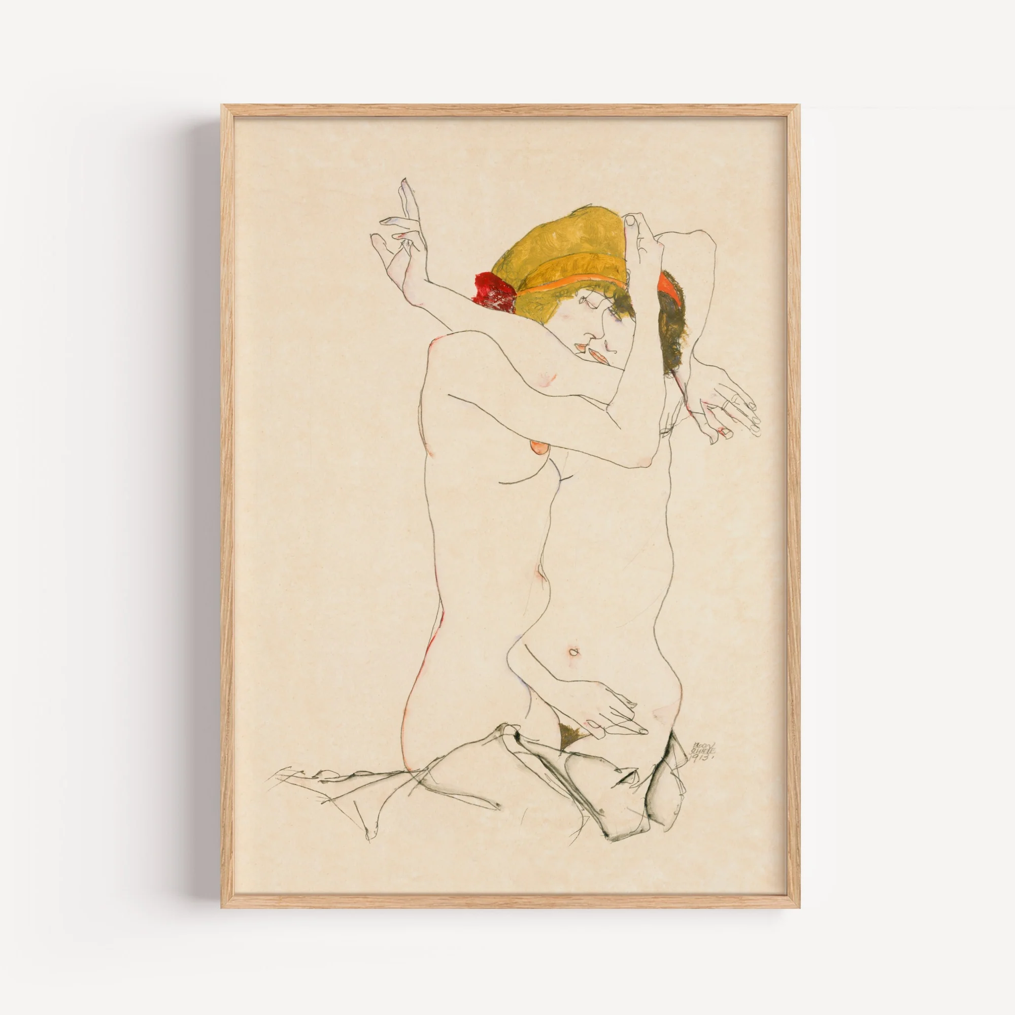 Two Women Embracing by Egon Schiele